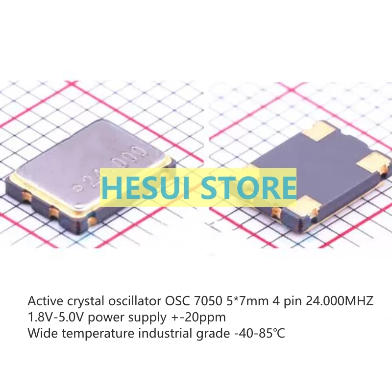 1/5/10PCS Active chip crystal OSC 5*7mm 5070 24MHZ 24M 24.000MHZ 3.3V 5V