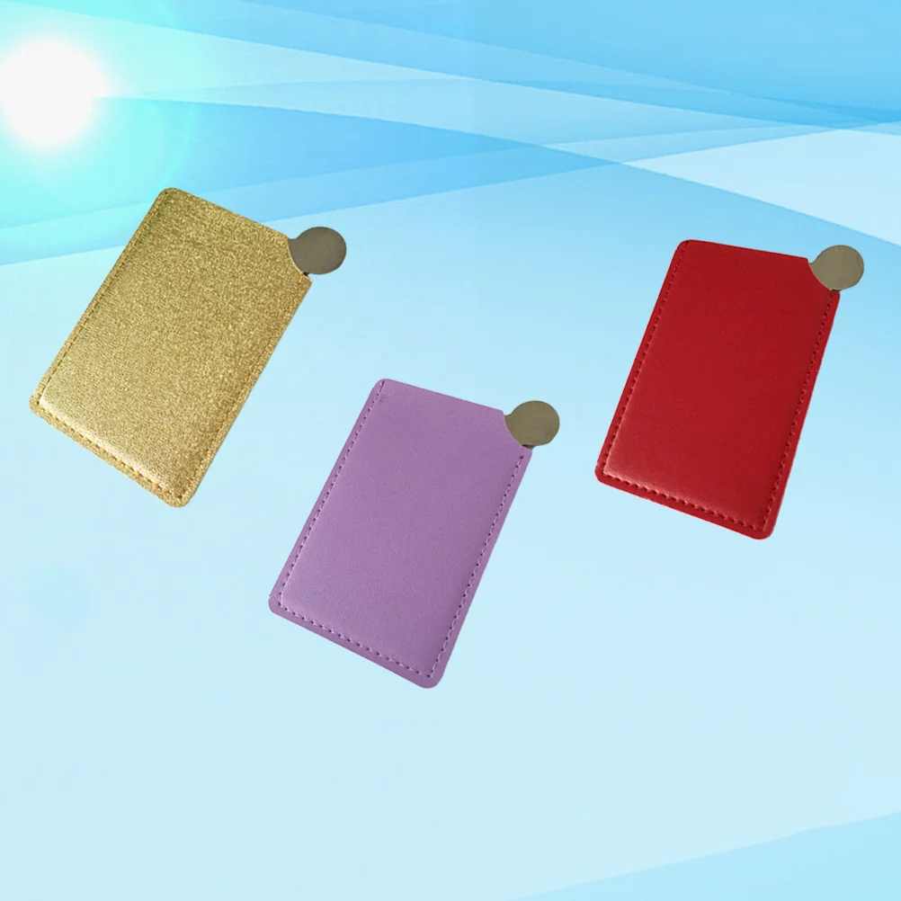 3 pçs espelho de maquiagem de bolso portátil espelho compacto de aço inoxidável vidro transparente de alta definição