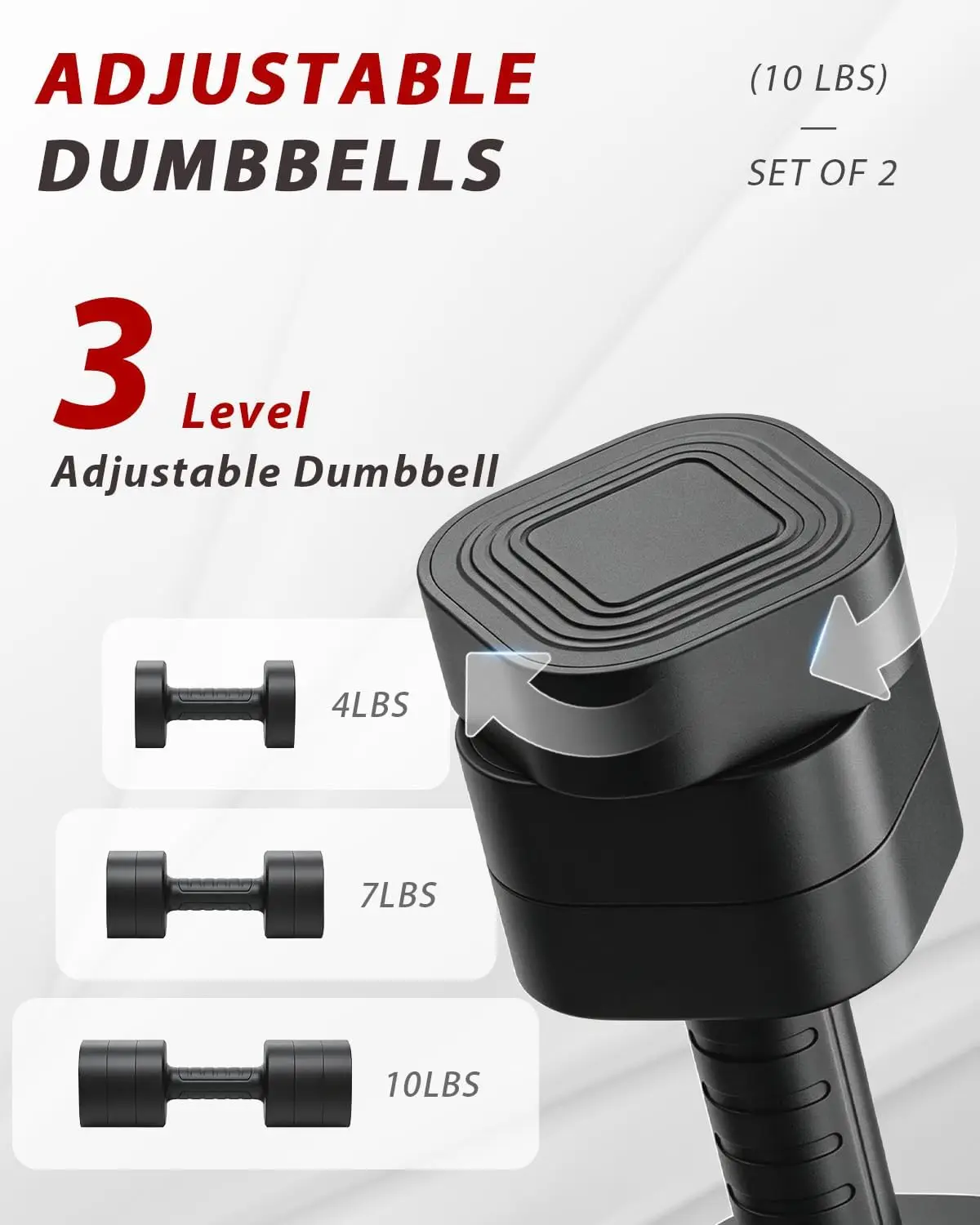 Adjustable Dumbbell Set, 2-Piece Home Fitness Weights for Men and Women