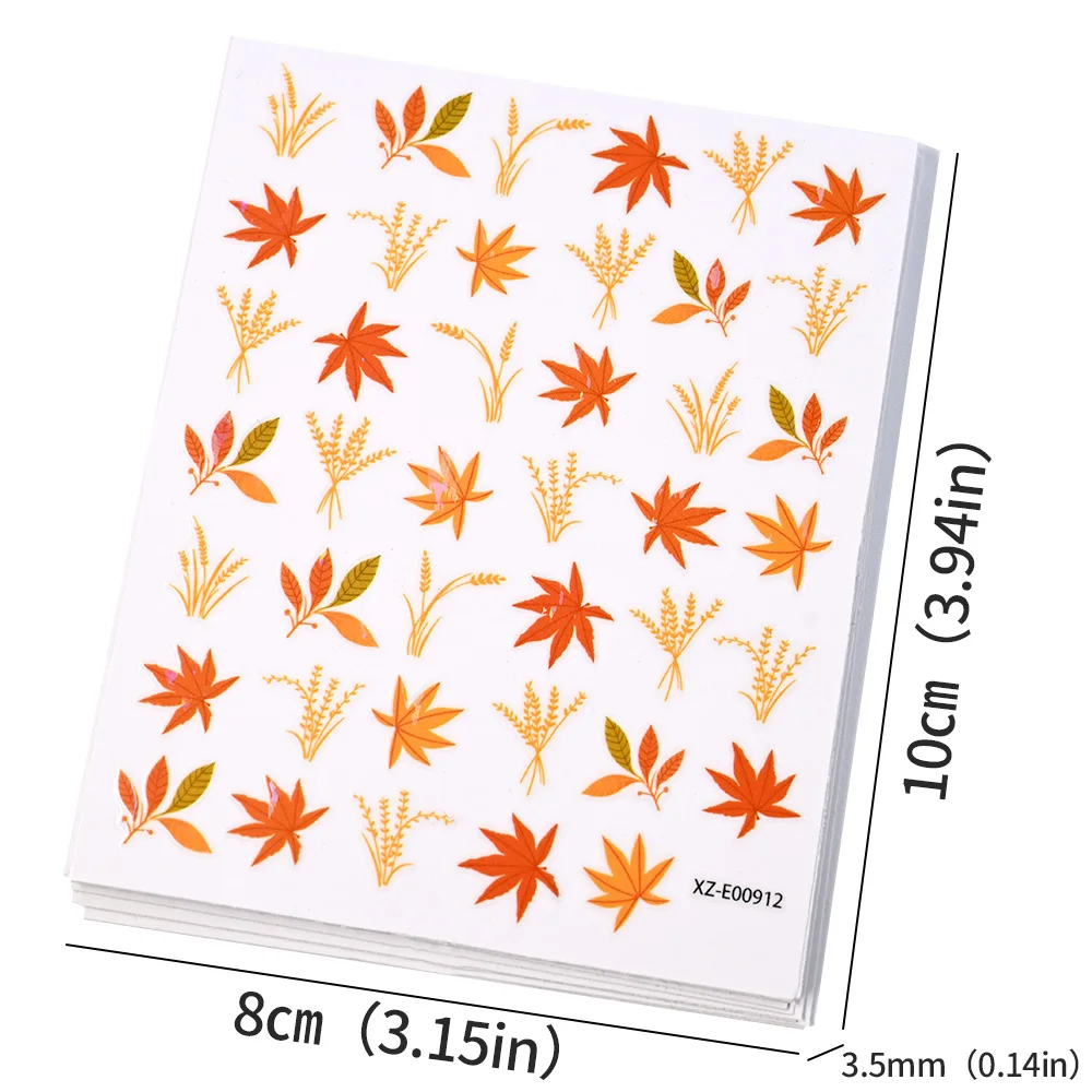 12 pezzi 3D adesivi per nail art con foglie d'acero del Ringraziamento glitter arancioni foglie autunnali adesivi in lamina d'oro autunno per decorazioni per manicure