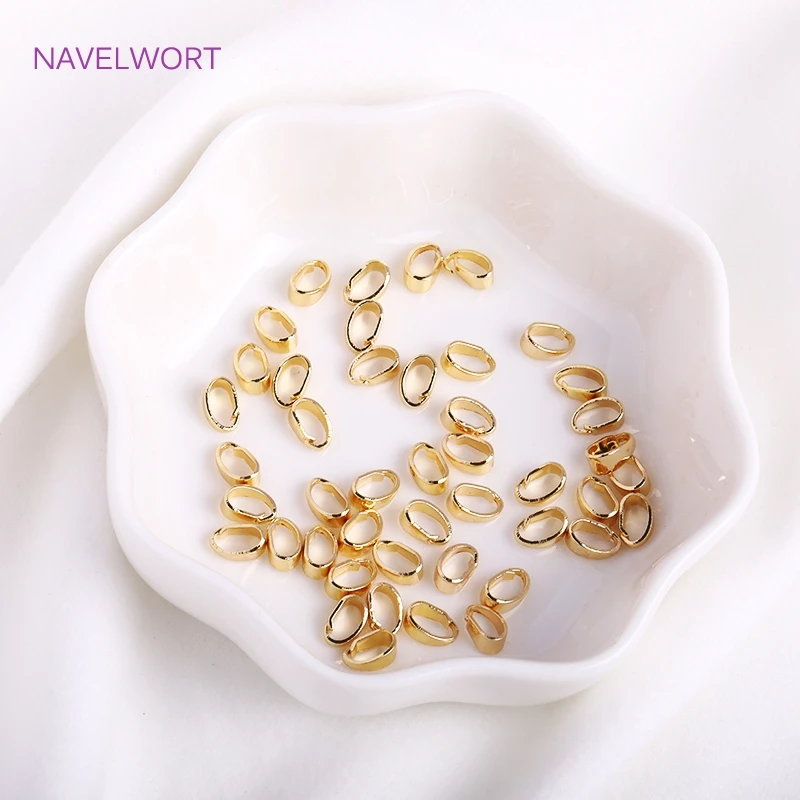 14K Gold Plated Pendants Pinch Bail Clasps Brass Metal Melon Seeds Clasps For Necklace Hooks Clips Connector DIY Accesssories