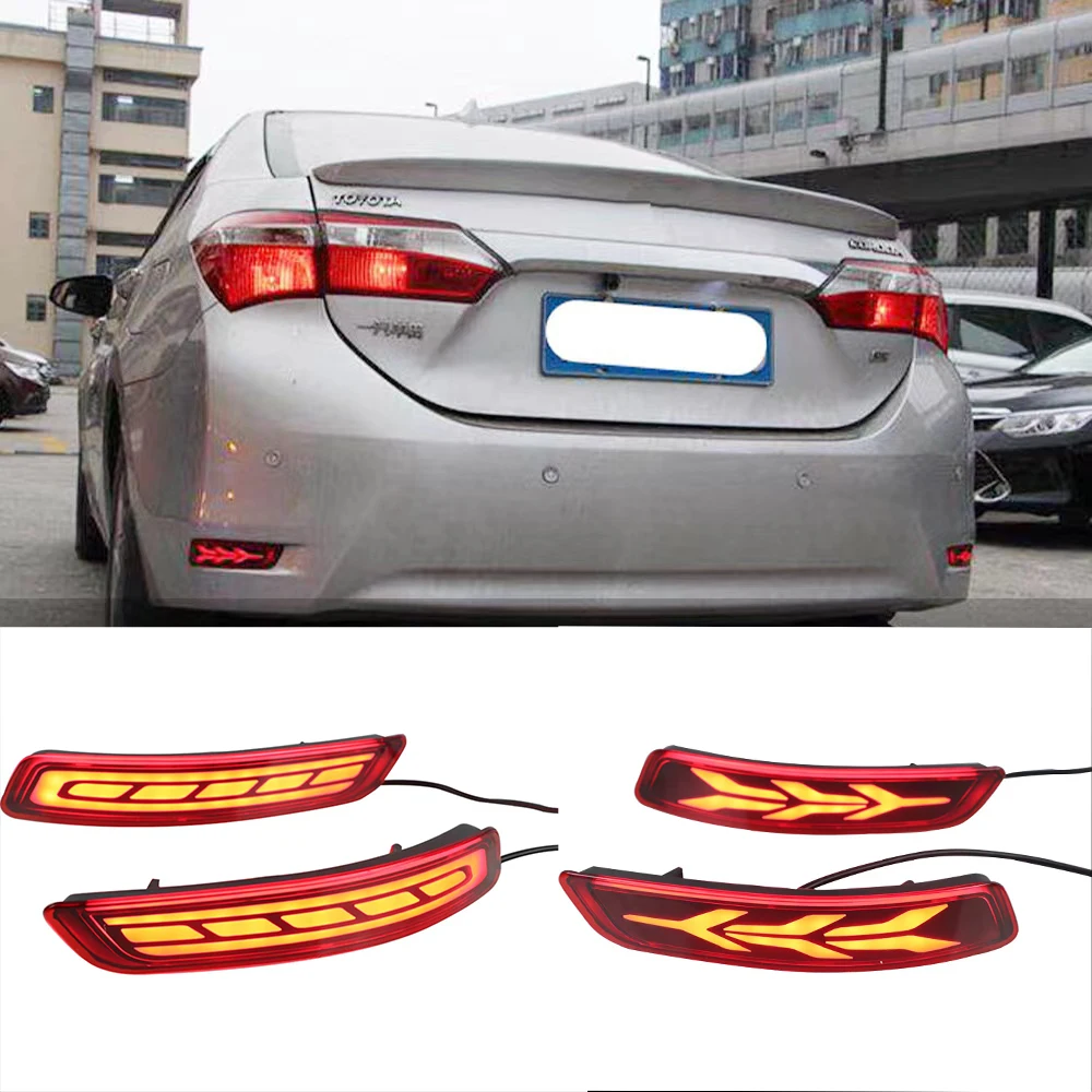 For Toyota Corolla Altis 2014 2015 2016 2017 2018 Car LED Rear Fog Lamp Bumper Light Brake Light Dynamic Turn Signal Reflector