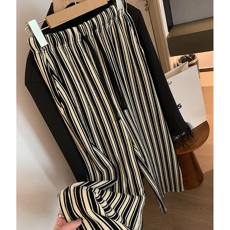 2024 Women Summer Fashion Versatile Leisure Pants Lady Baggy Wide Leg Straight Leg Trousers Female Designer High Waisted Slacks