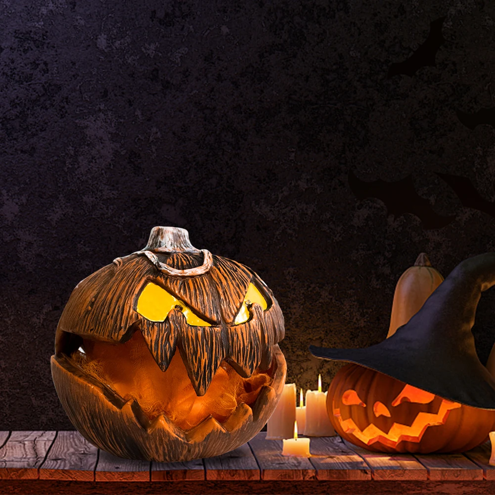 

Halloween Pumpkin Decoration Realistic Scary Pumpkin Decor Battery Powered for Courtyard Bar Haunted House Festivals Party Favor