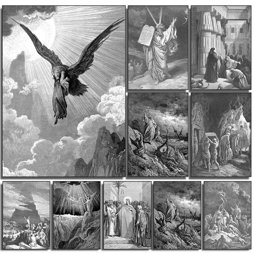 Gustav Dore Satan Paradise Lost Monster Wall Art Jesus Canvas Painting Nordic Posters And Prints Wall Pictures Living Room De