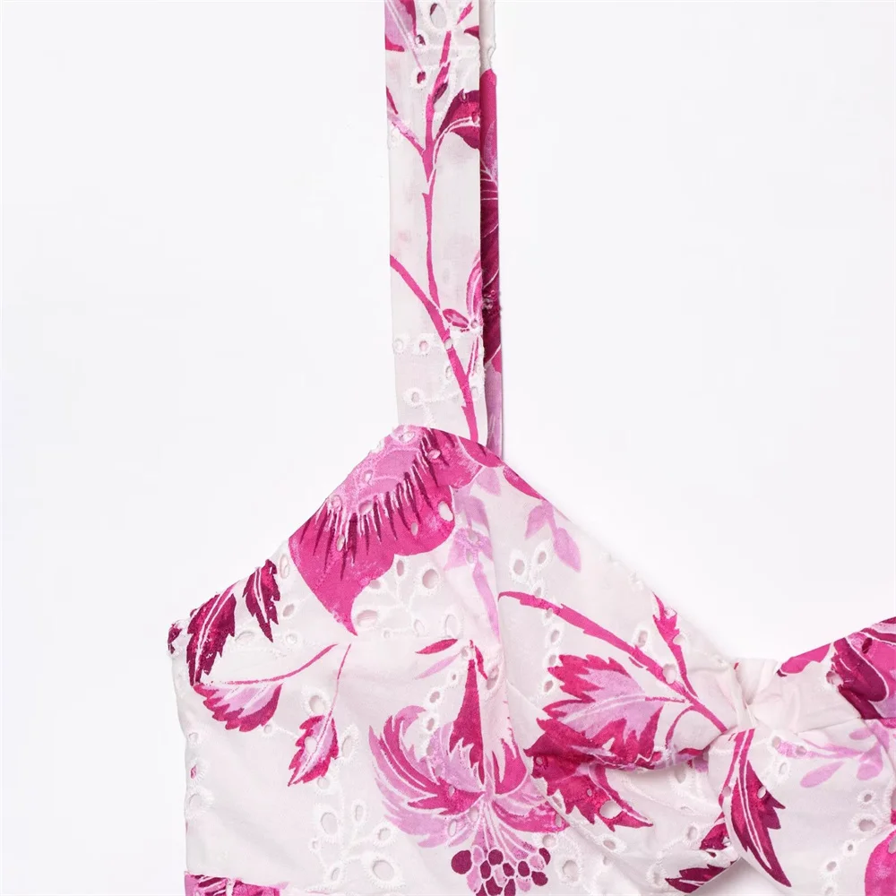 Women's Dress Fashionable Hollow Embroidery Printed Sleeveless Style Summer New Dress