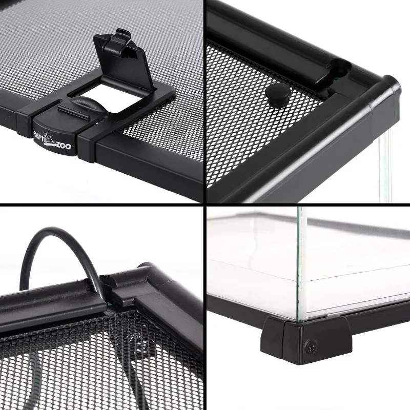 Suprimentos para animais de estimação tanque de réptil de vidro completo de 15 galões, terrário de répteis médio para gecko eremita caranguejo hognose cobra etc.