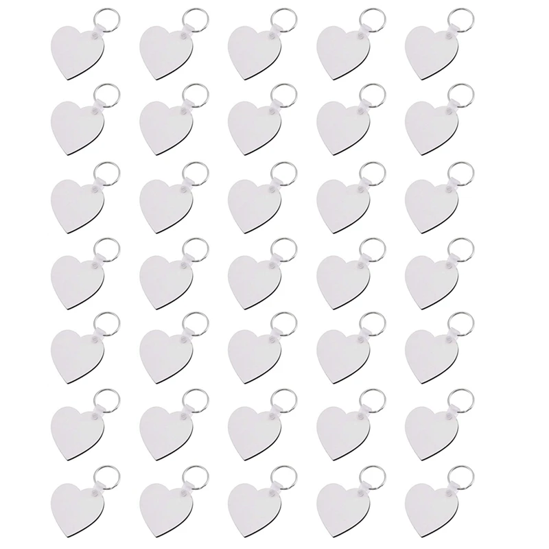 

35PCS Heart Blank Board Keyring Keychain Printing Keyrings DIY Sublimation Key Chains Accessories(Double Sided)