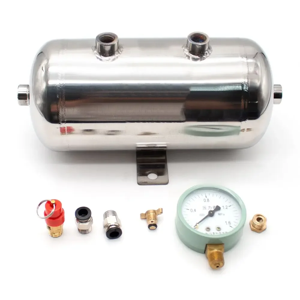 

Air Storage Tank 304 Stainless Steel Air Tank Small 2L Vacuum Buffer Air Pressure Tank 1/4G Air Inlet Size Customizable