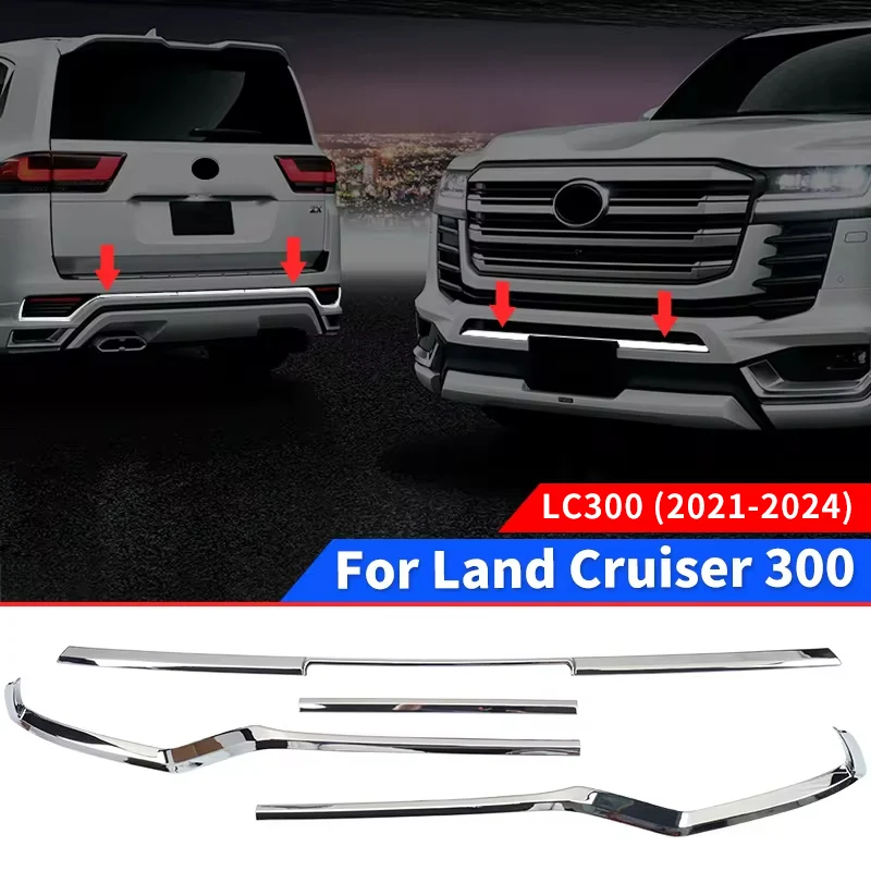 

For 2021 2024 Toyota Land Cruiser 300 LC300 FJ300 VXR GXR Exterior Accessories Front and Back bumper Chrome Decorative Strip kit