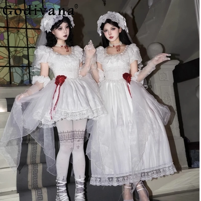 

Original Subculture Halloween Cos Dresses Set OP Summer New Women's Sweet Elegant Princess Dress Retro Dress Vestidos De Mujer