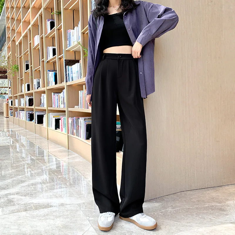 Wide Leg Pants Women's Autumn Version High Waist Slim Suit Pants Loose Vertical Feeling Floor Dragging Straight Pants