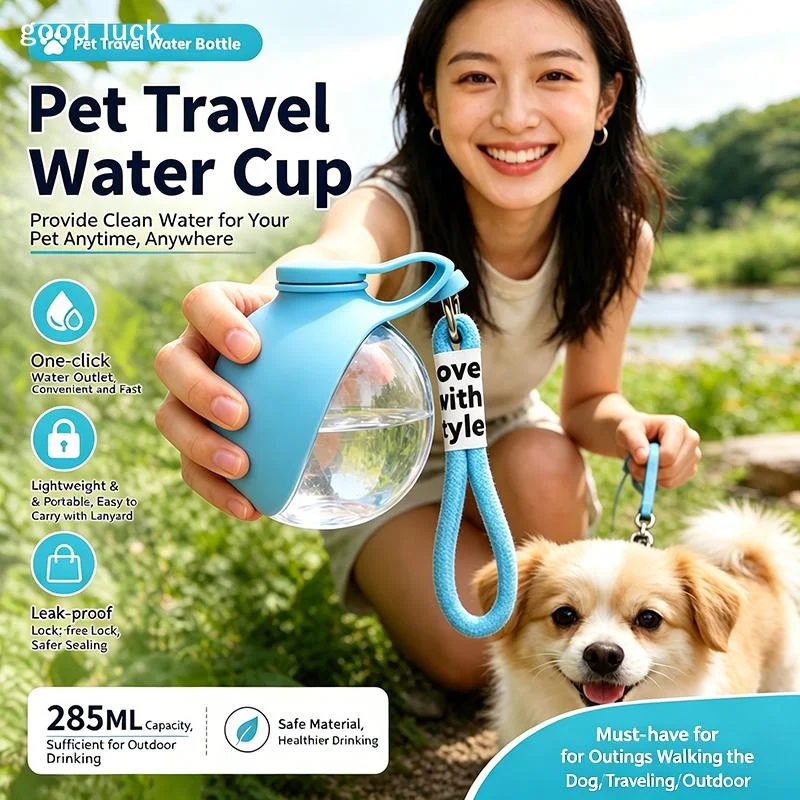 AnswerPortable Pet Water Bottle 285ML Capacity With Carry Lanyard Perfect For Dog Walking Outdoor Hiking Trips