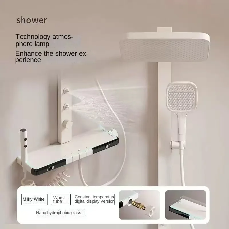 

Intelligent Constant Temperature Digital Display Shower Head Set With Waist Spray Copper Water Core Air Pressurization Shower He