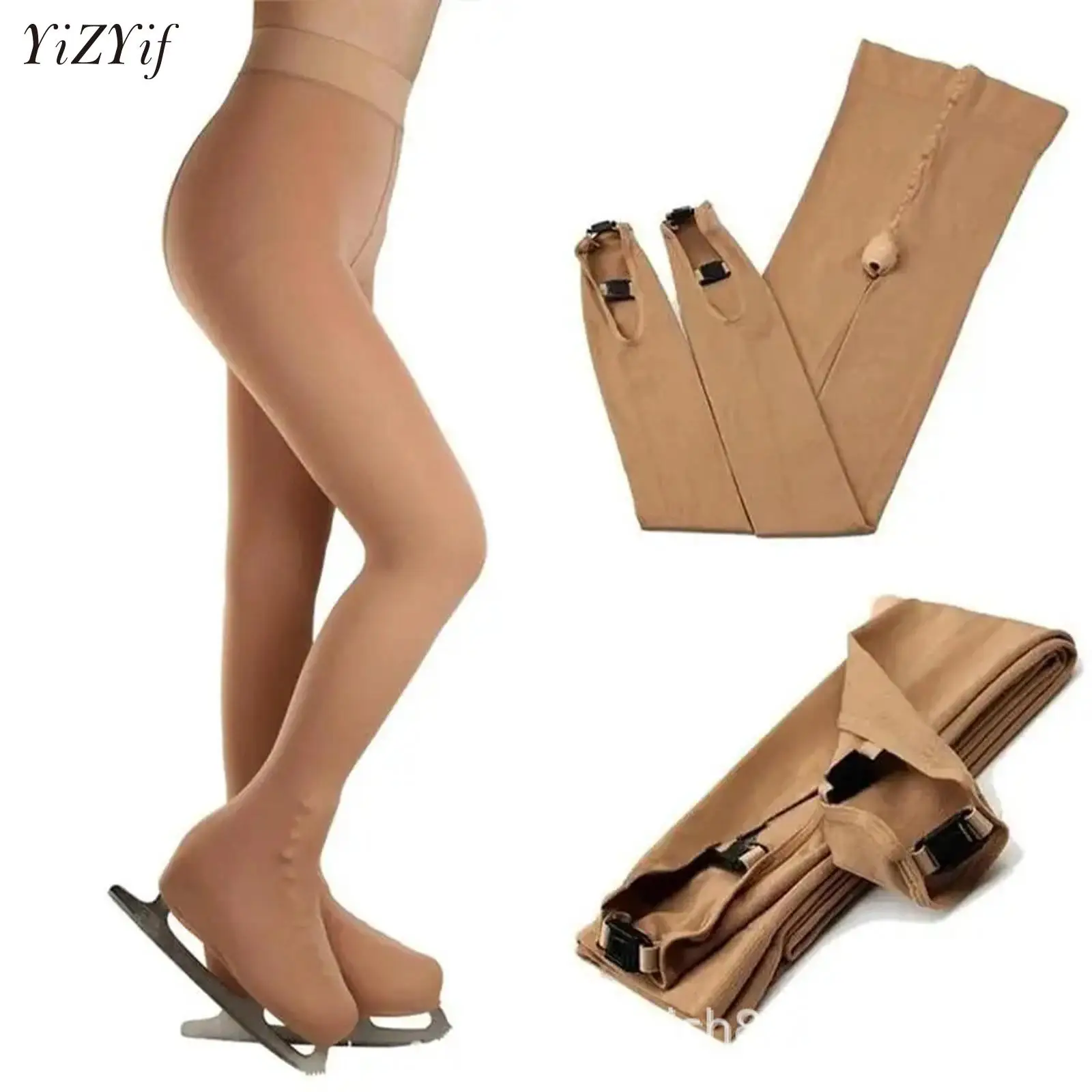 

Figure Ice Skating Pantyhose Socks Thicken Thigh High Stockings Pants Thermal Leotard for Kid Adult Women Roller Skating Socks