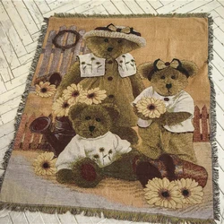 3D Animal Blanket Sofa Cover Bear Blanket Knitted Fabric Bed Cover Sofa Towel Full Covered Floor Mat Tapestry Room Decoration