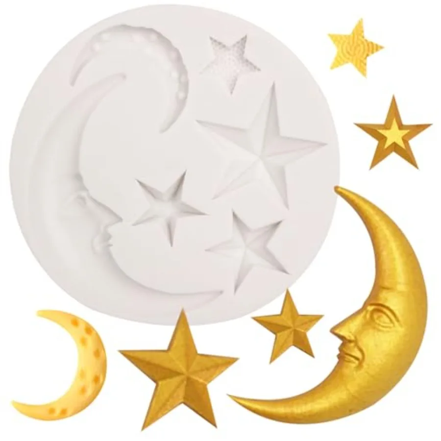 

Moon Stars Silicone Fondant Molds Chocolate Candy Baking Molds for Gumpaste Sugarcraft Tool Cake Decorating Tools Epoxy Resin P
