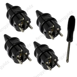 4pcs EU Electrical Male Schuko Plug AC Power Adapter with Screwdriver, 250V Outdoor Plug IP44 France/Germany Connector Wireable