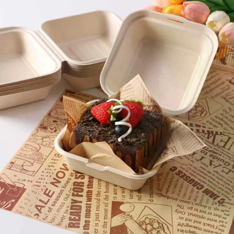 10pcs Disposable Bento Food Containers Baking Dessert Cake Bowl Packaging Burger Snack Boxes Microwavable Home Lunchbox