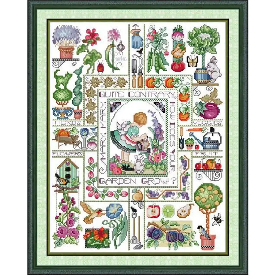 

Наборы для вышивки крестом, штампованные, полный спектр стартовых наборов для вышивания для начинающих, набор с принтом «сделай сам», Marys Garden, 11CT19.7X24.8