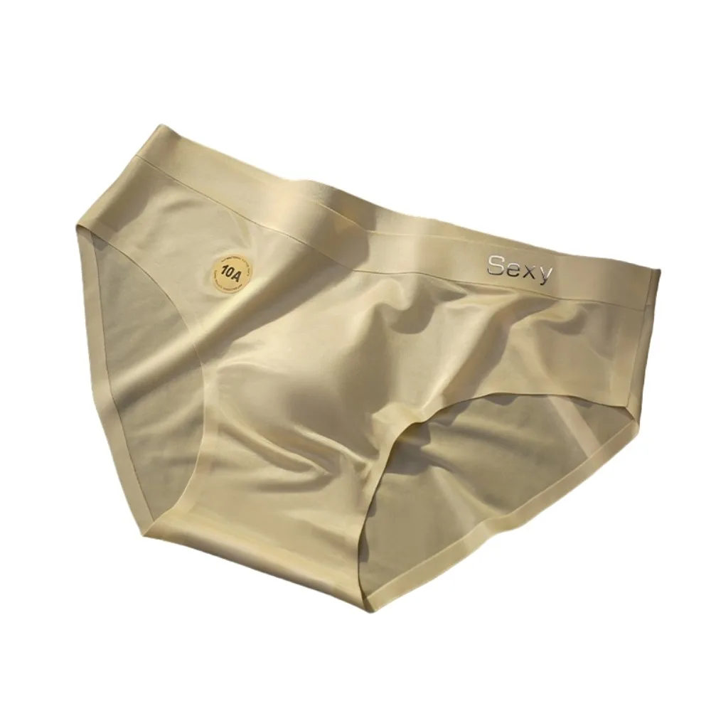 

Solid Color Summer Thin Satin Briefs Men Simple Breathable Ice Silk Panties Lingerie Quick Dry Seamless Underwear Men Summer