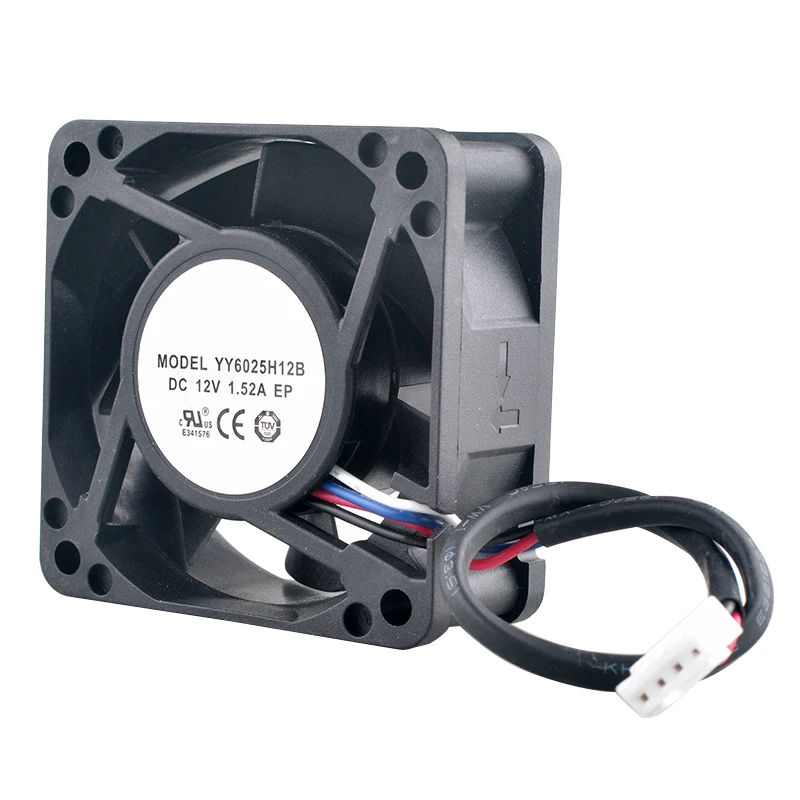YY6025H12B 6cm 60mm fan 60x60x25mm DC12V 1.52A 4-pin Dual-ball-bearing high-speed cooling fans for chassis CPU power supplies