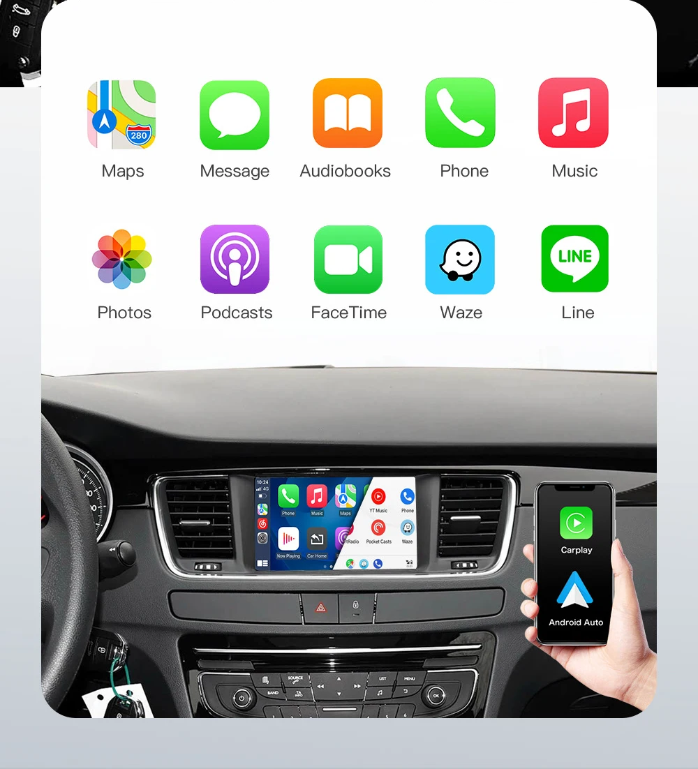 Kabelloser CarPlay-Adapter Android Auto für Peugeot & Citroen SMEG 208 308 508 3008 & C4 DS3 DS5 unterstützt Rückfahrkamera-Box – Detail 3