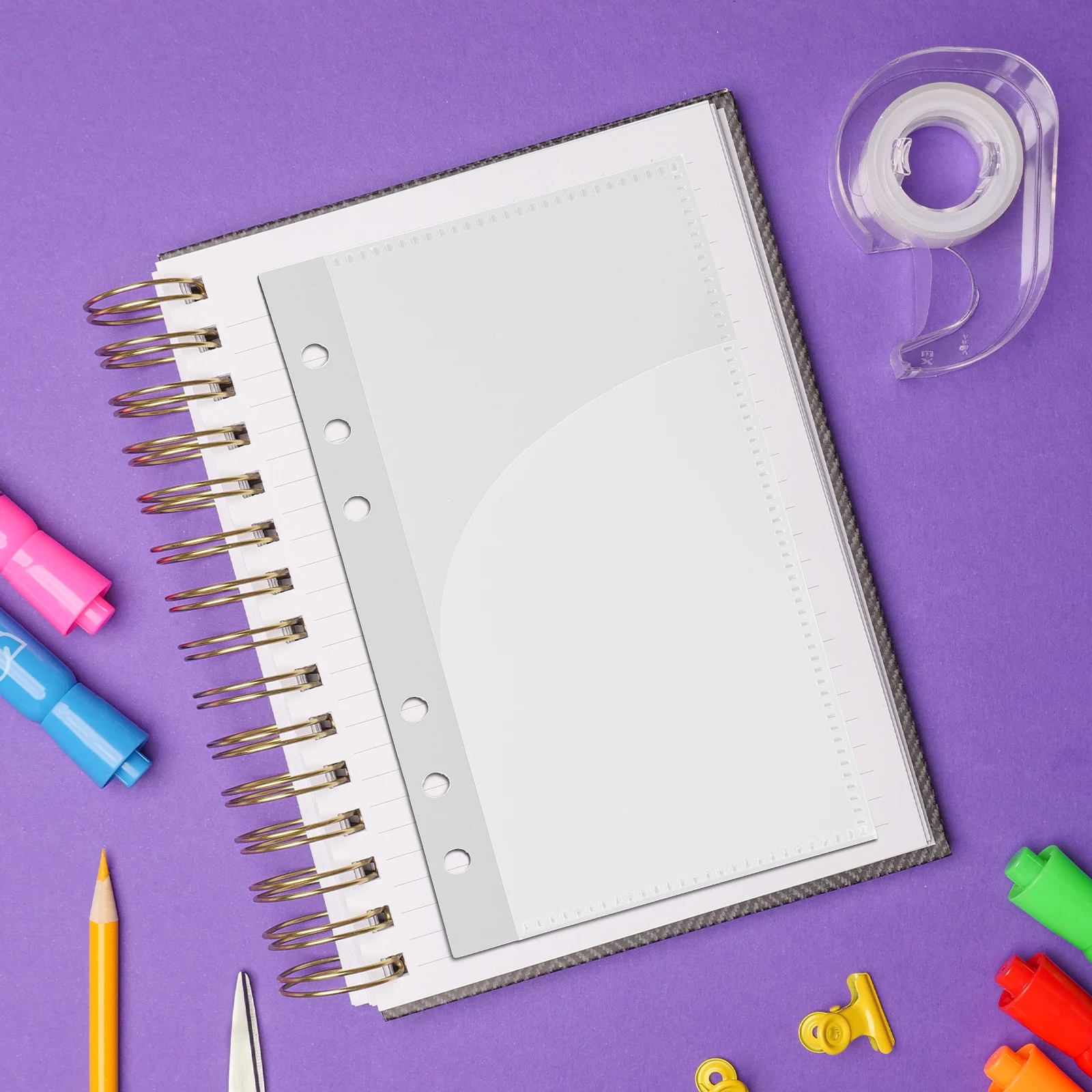 

5 Pcs Loose Leaf Pocket A6 Size Transparent PP Replaceable Folders Binder Clips Budget Bag Multi Use Portable Sturdy Longtime