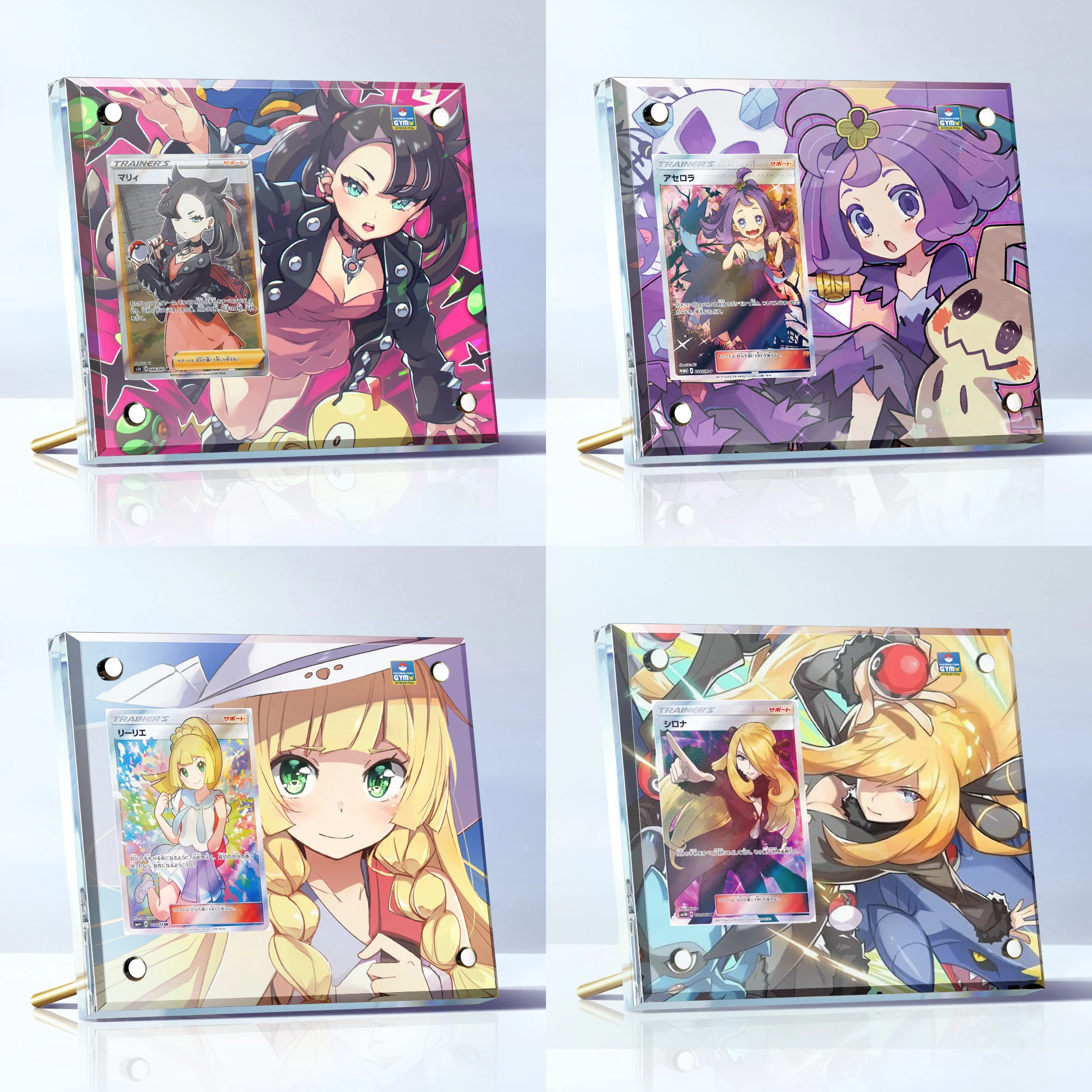 

Diy PTCG Card Brick Trainer Lillie Marnie Cynthia Acrylic Display Stand Anime Game Collection Gift Toys