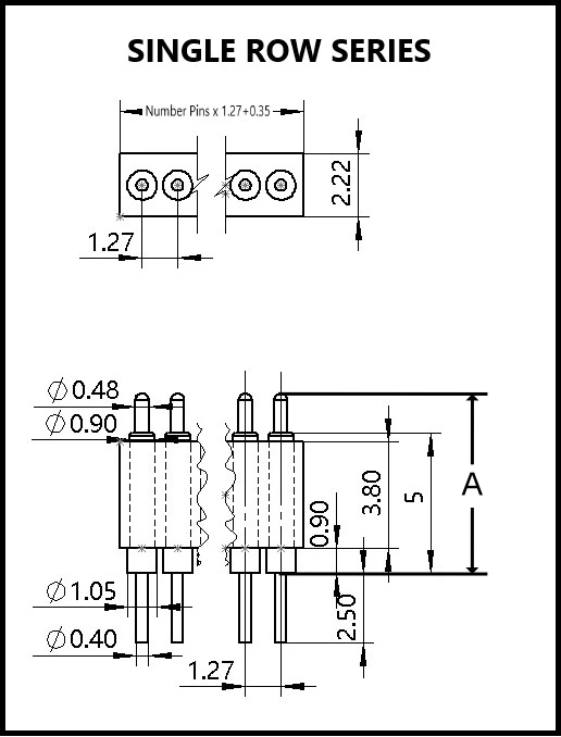 2/10 Stück PogoPin-Stecker, männlich, 1,27 mm Rastermaß, federbelastet, 2 4 5 6 8Pin weiblich, zweireihig, 10 P DIP, Durchgangslöcher, PCB, vergoldet – Detail 1