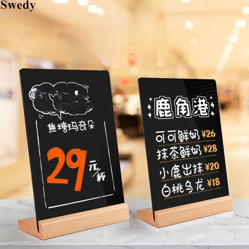 A4 210x297mm Wood Table Chalkboard Sign Holder Display Stand Wedding Menu Paper Holder Price List Label Holder Blackboard