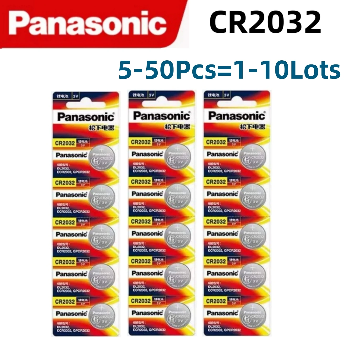 5-50pcsOriginalPANASONICCR2032CR20323VLithiumBatteryForWatchCalculatorClockRemoteControlToysButtonCoinsCell