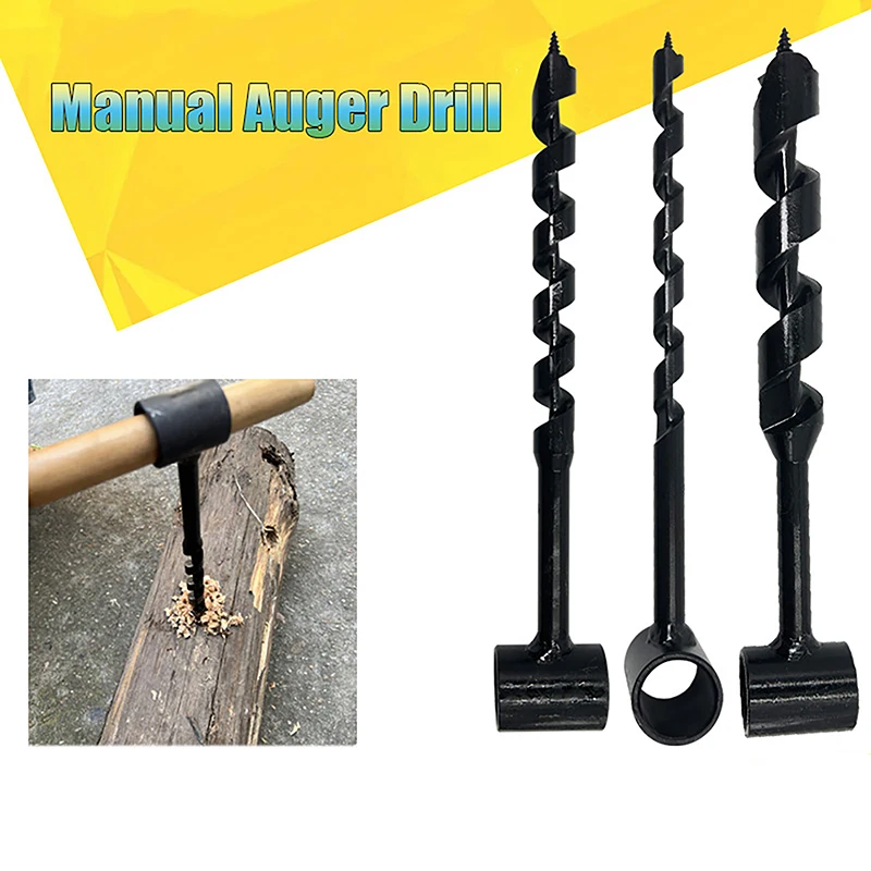 

Outdoor Survival Hand Drill Carbon Steel Manual Auger Drill Self-Tapping Wood Punch Tool Portable Camping Survival Bit Tool