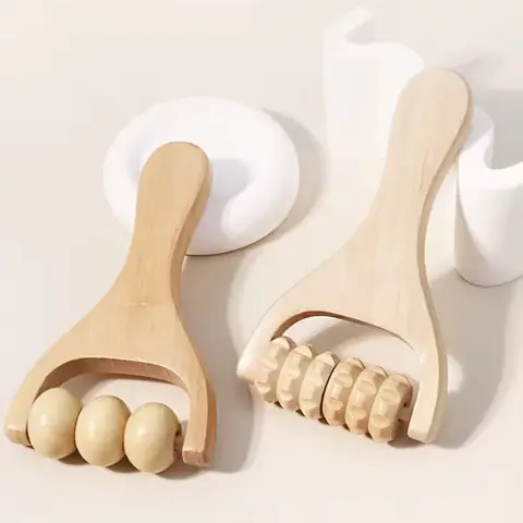 롤러 마사지기, 전신 수동 목재 근막 롤러, 근육 진정 마사지 도구, 목재 롤러 깊은 이완 마사지 도구