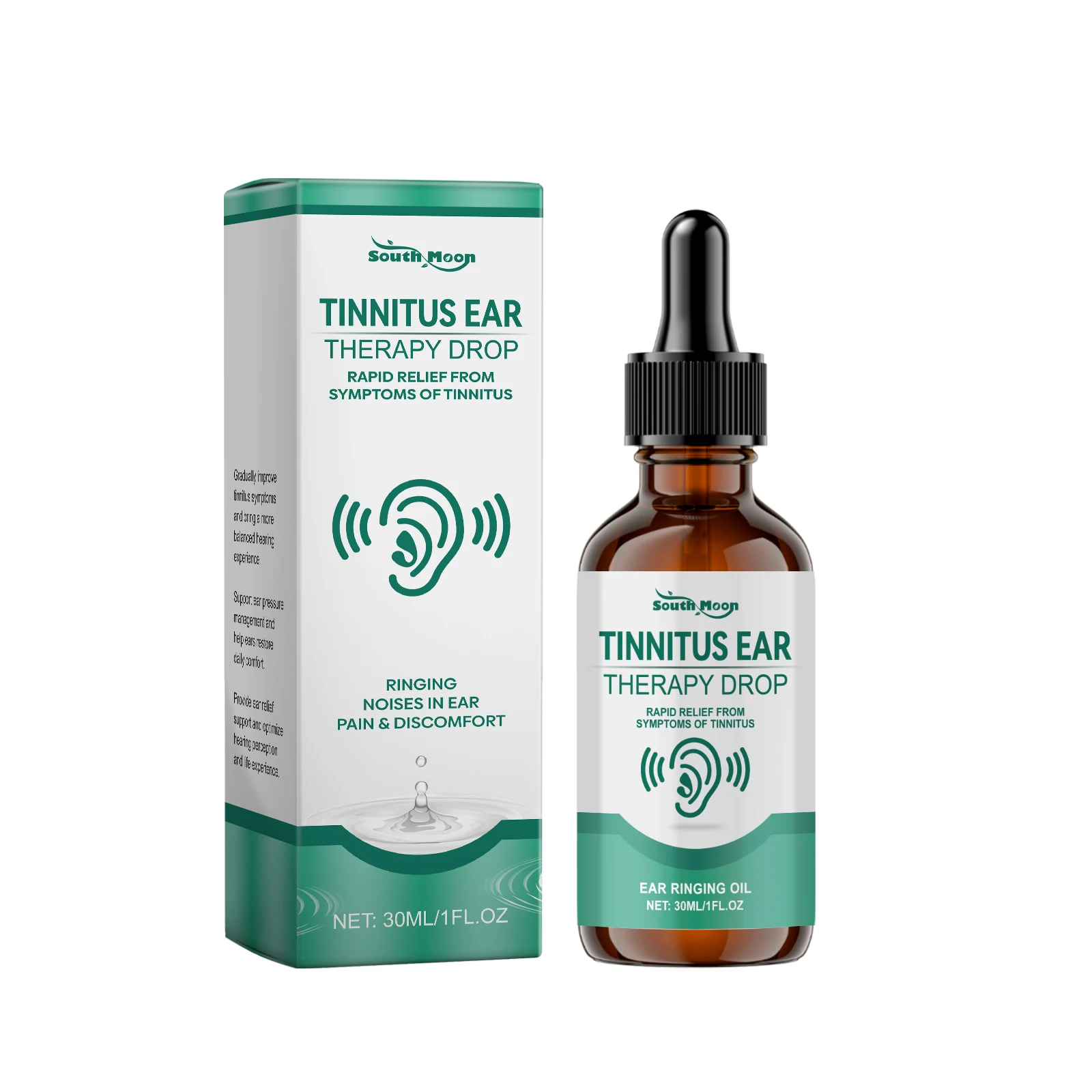 South Moon Ear Care Liquid Drops Improve Tinnitus Reduce Hearing Loss Relief Deafness Earache Gentle Ear Ringing Oils
