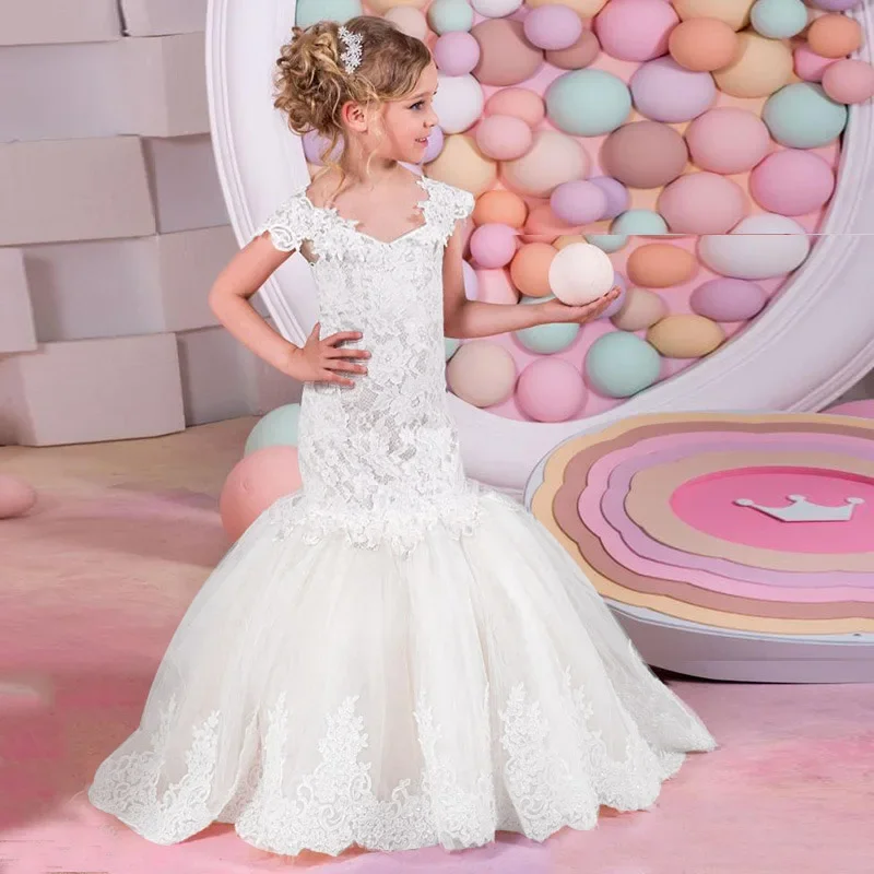 

Baby Flower Girl Dress Teenage Girls Dresses Children For Wedding Party Formal Gown Kids Evening Bridesmade Prom Mermaid Frocks
