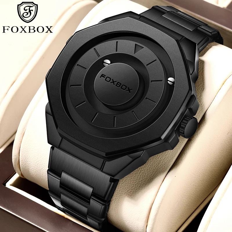 

FOXBOX 2025 новые мужские часы, креативные магнитные часы с подвижной стрелкой, мужские модные водонепроницаемые мужские часы, relogios masculino
