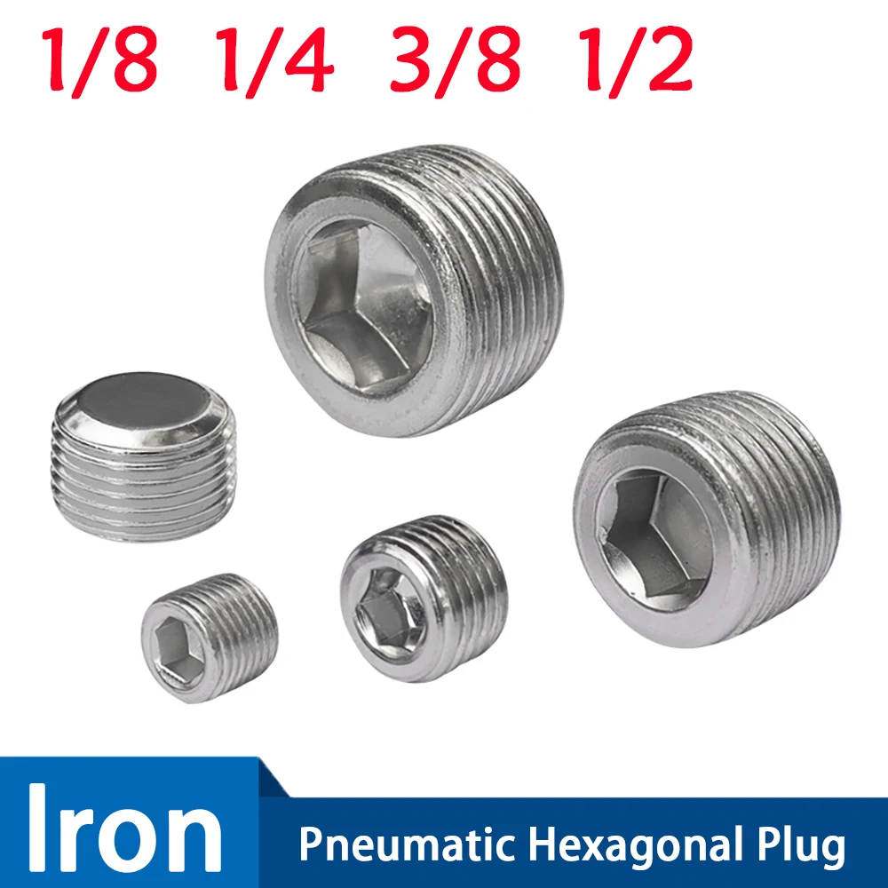 1-100Pcs Male Thread 1/8 1/4 3/8 1/2 BD End Stop Plug Kit Air Hose Fitting Pneumatic Connection Screw Male Thread Connector