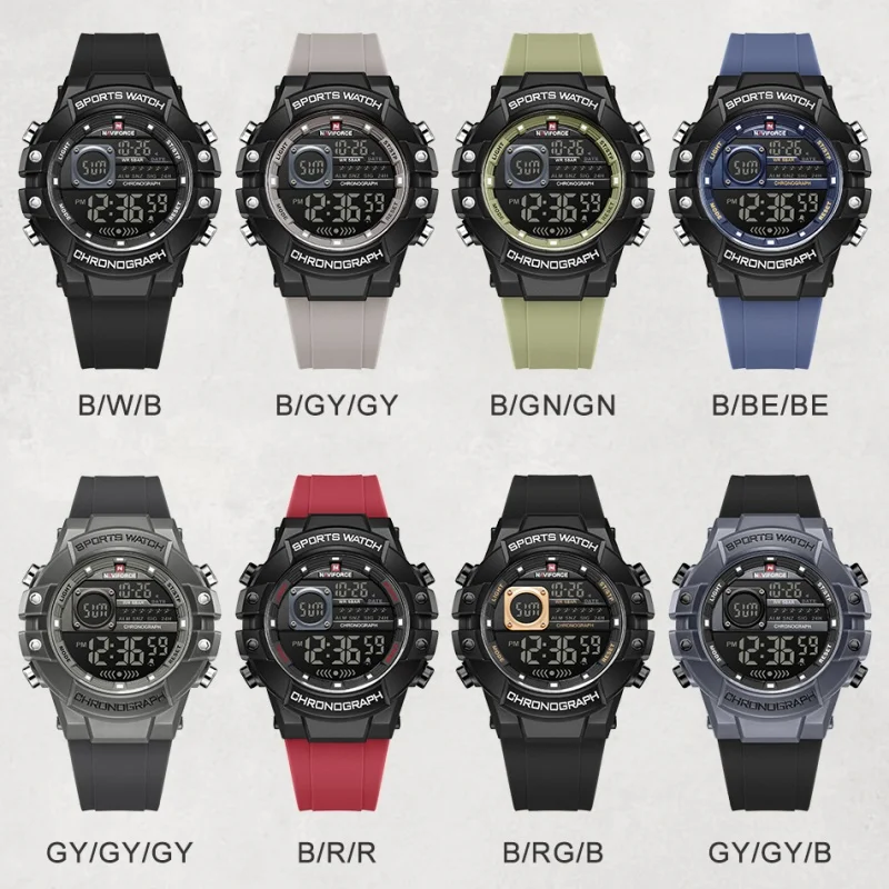 NAVIFORCE NF6102 nuevos relojes multifuncionales para hombres, pulsera deportiva de silicona con fase de Gas, pantalla Digital, electrónica para niños