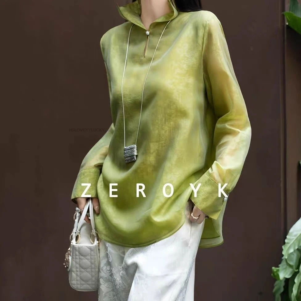 

Jacquard Long Sleeved Muliticolor Shirt women's Spring Wear New Chinese Style Blouse Exquisite Top Improved Tangsuits Top