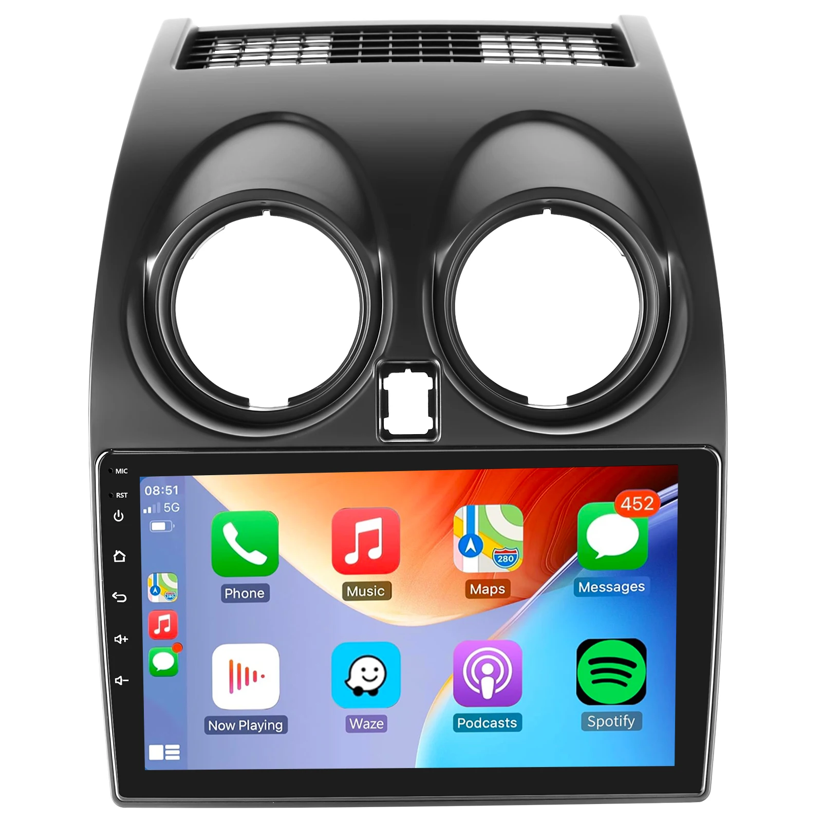 ESSGOO 9" Android 15 autoradio voor Nissan Qashqai J10 2007-2013 met Carplay, GPS, FM, RDS, WIFI, SWC, BT en Mirrorlink - afbeelding 2