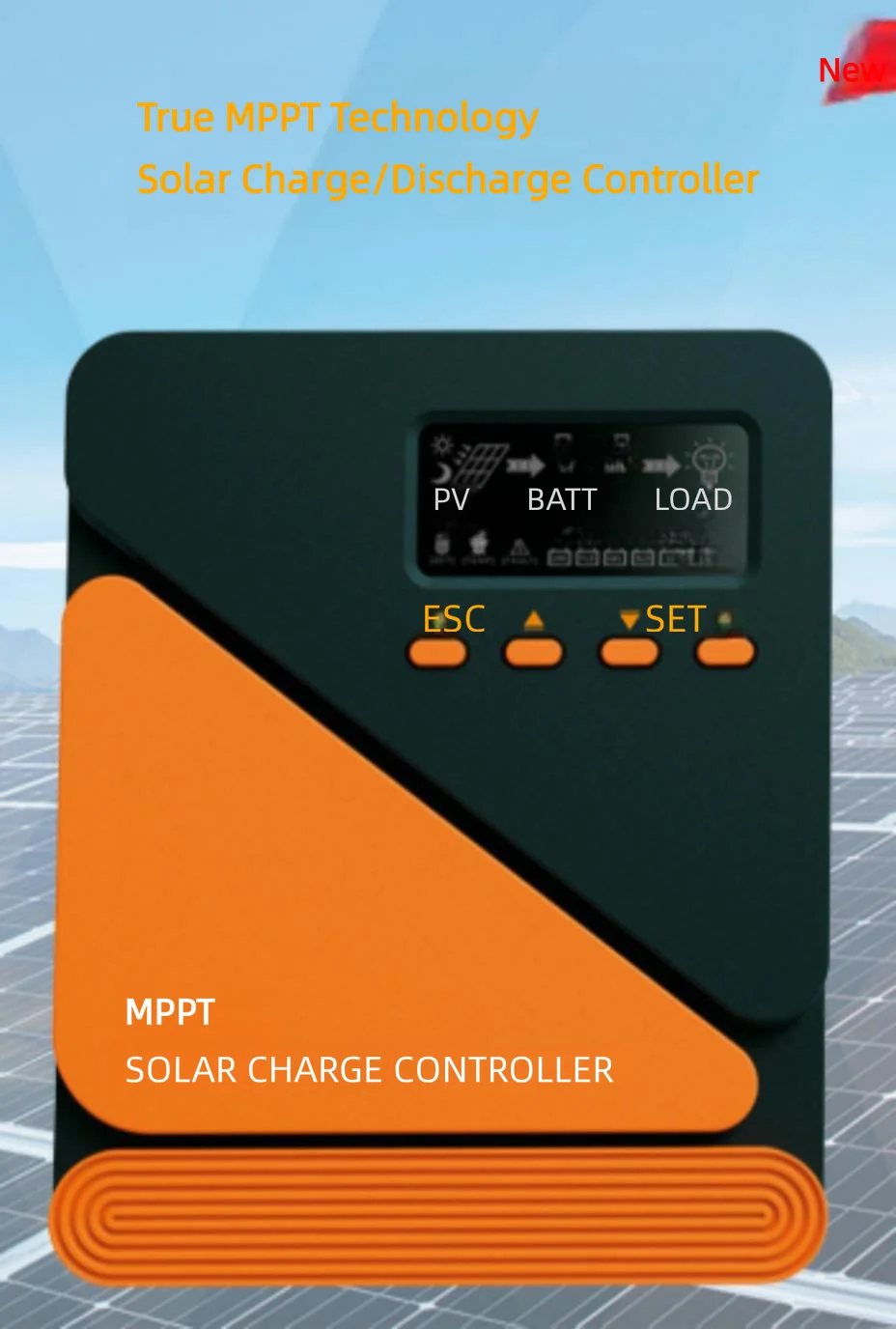 Full Power MPPT Solar Charge Controller 10A-60A, 12V/24V Auto, 100V PV Input, for Lead-Acid & Lithium Battery, LCD Display