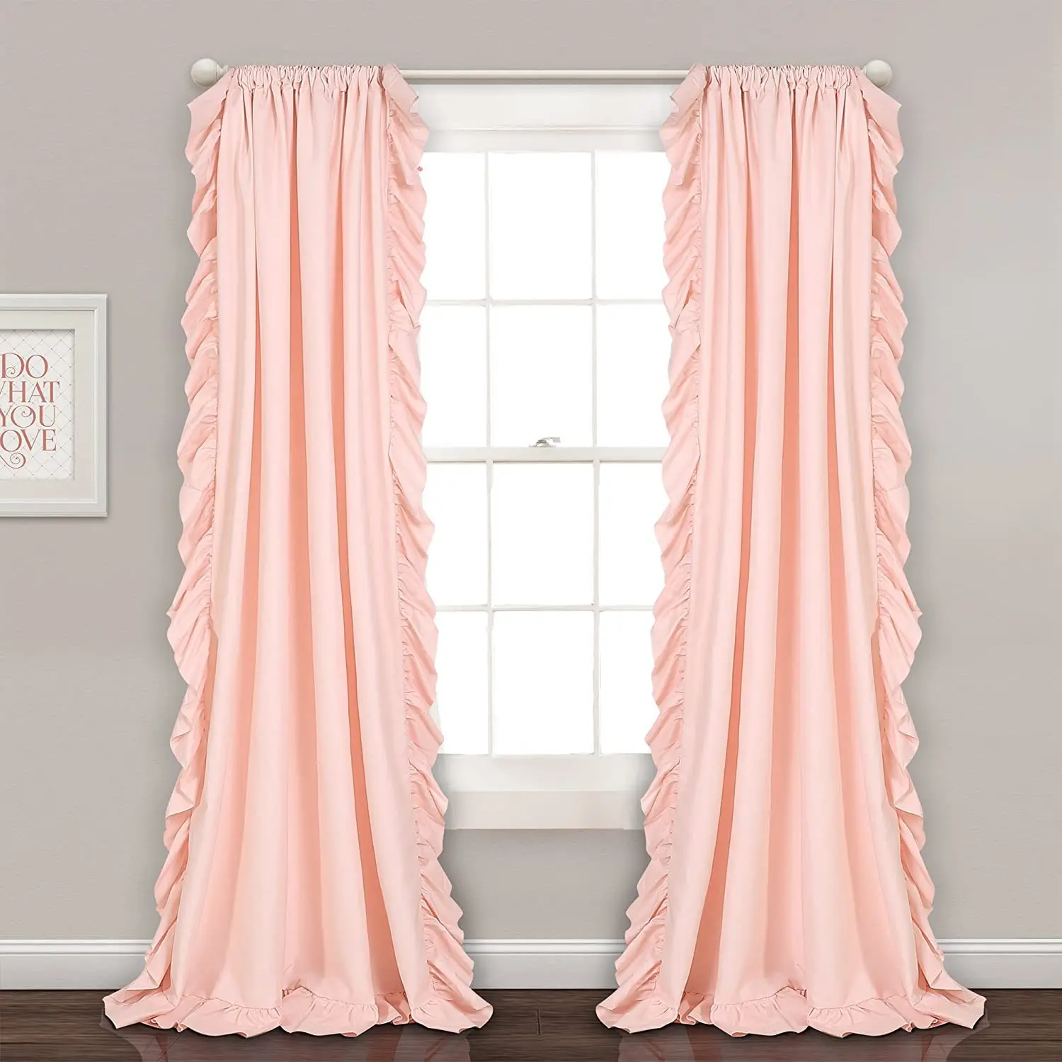 Semi Blackout Curtains for Kitchen Living Room Bedroom Home Decoration Curtain American Style Solid Color Ruffle