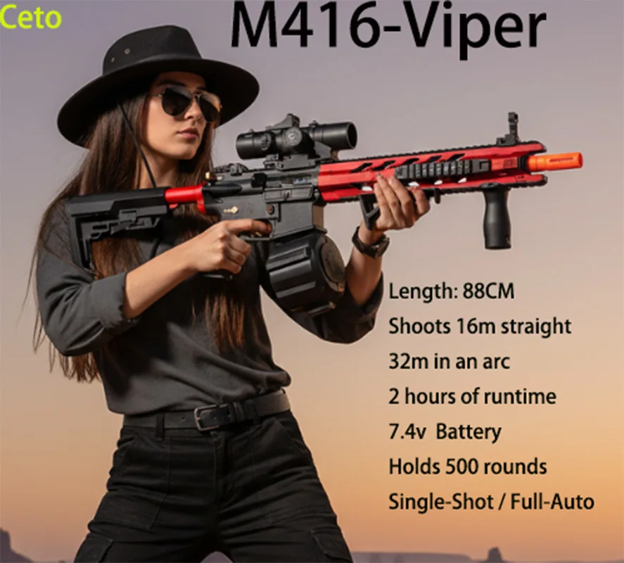مسدس جل تلقائي 7.4 فولت يطلق النار حتى 30 مترًا طويل المدى دقيق بالكامل مسدس كروي جل كهربائي تلقائيًا مع 500 طلقة للعبة ممتدة #1