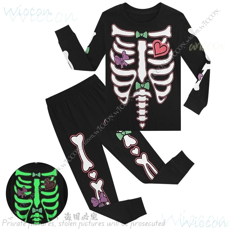 Skelet Kostuum Voor Kinderen Halloween Schedel Gloeiende Pyjama Peuter Ghost Bot Enge Kleding Kind Carnaval Verkleedpartij