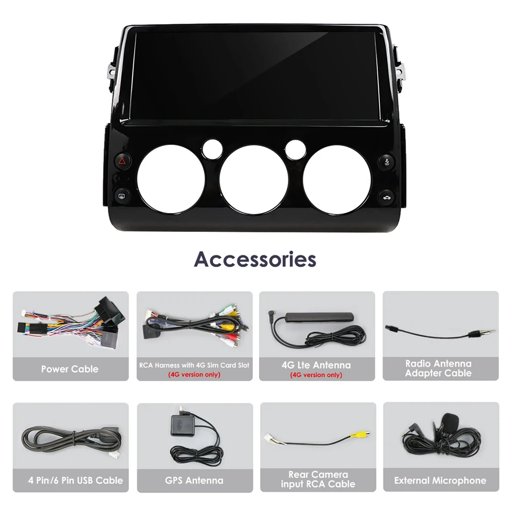 لتويوتا FJ كروزر 2007-2017 أندرويد 14.0 راديو السيارة مشغل وسائط متعددة نظام تحديد المواقع والملاحة CarPlay 4G واي فاي بلوتوث DSP ستيريو #6