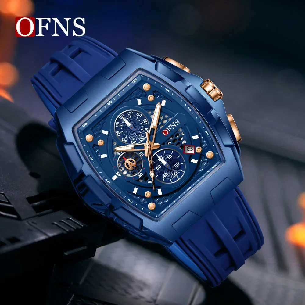 OFNS Men's Quartz Watch Six Needle Multifunctional Timing Watch 5ATM Waterproof Night Light Shockproof Sports Men's Watch 1210