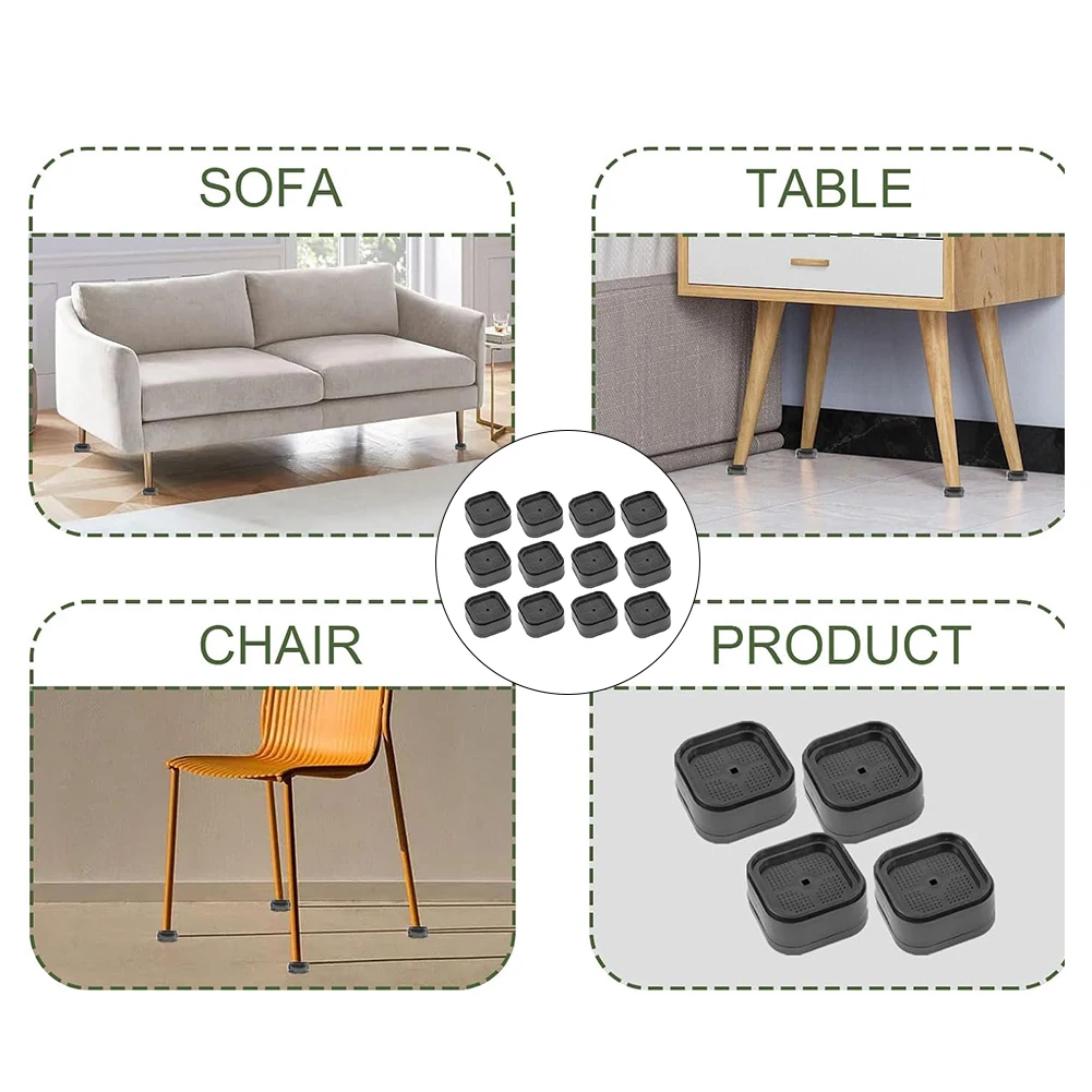 

12PCS Adjustable Furniture Risers, Heavy Duty Heightening Pads Anti-Slip For Sofas Chairs Desks Beds Furniture Accessories
