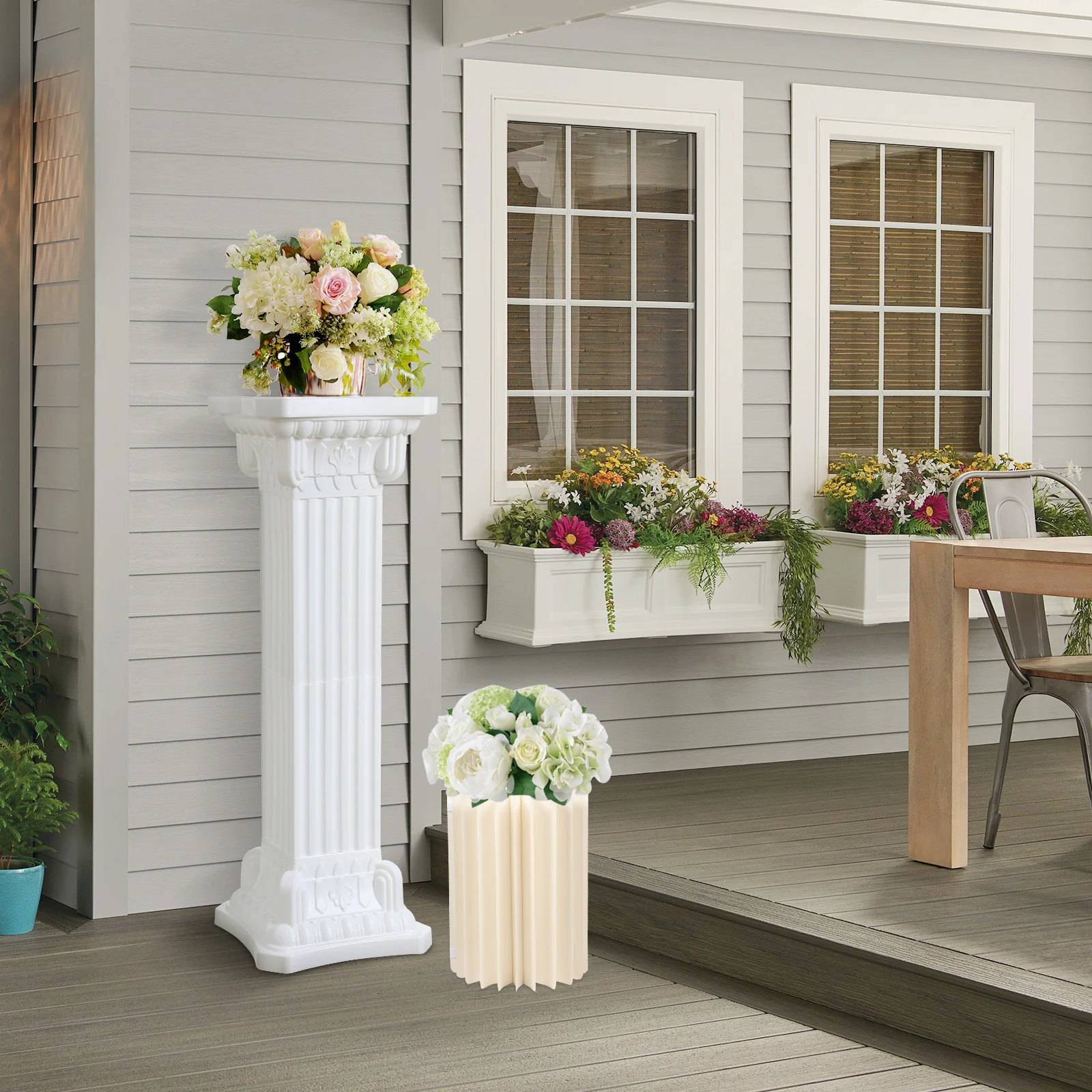 

1 set 1 Set Folding Dessert Stand Paper Cylinder Table For Wedding Party Decor Folding Pillar Ornament Lightweight Display