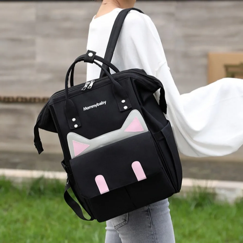 Oxford Cloth Cat Ear Mommy Backpack Large Capacity Multifunctional Baby Diaper Bag Wear-resistant Portable Mommy Shoulder Bag